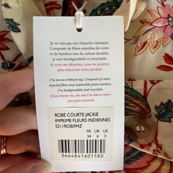 Sezane Floral Print Dress - Cream and Pink - Picture 4 of 4